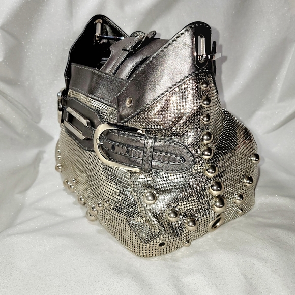 RARE JIMMY CHOO Liquid Silver Mesh Tam Tote - Picture 4 of 16